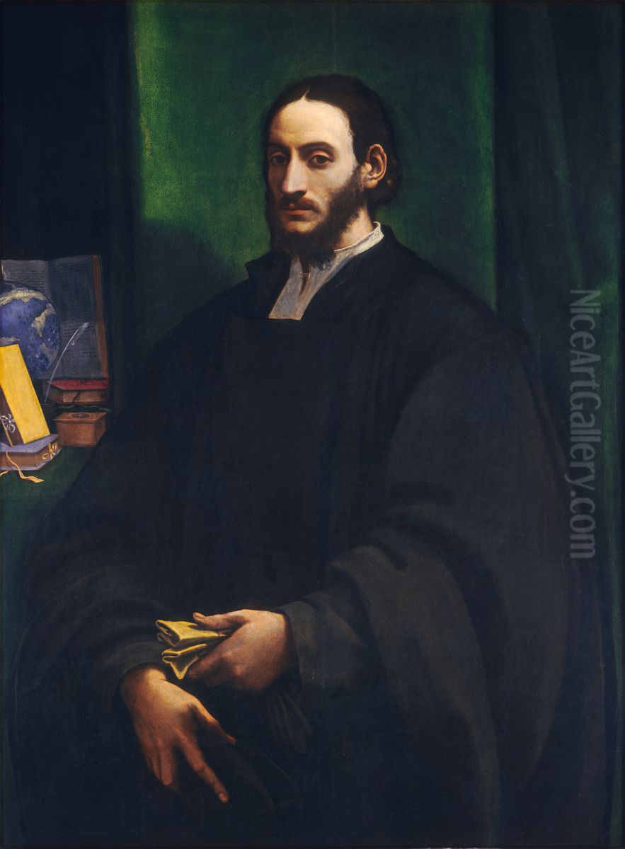 Portrait of a Humanist Oil Painting by Sebastiano Del Piombo
