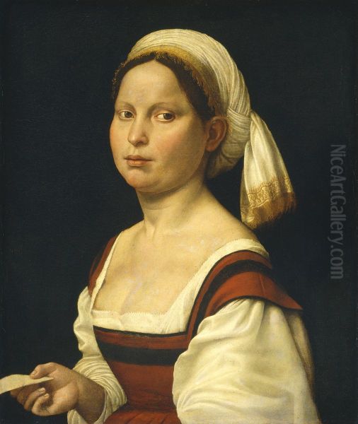 Portrait of a Young Woman Oil Painting by Giuliano Bugiardini