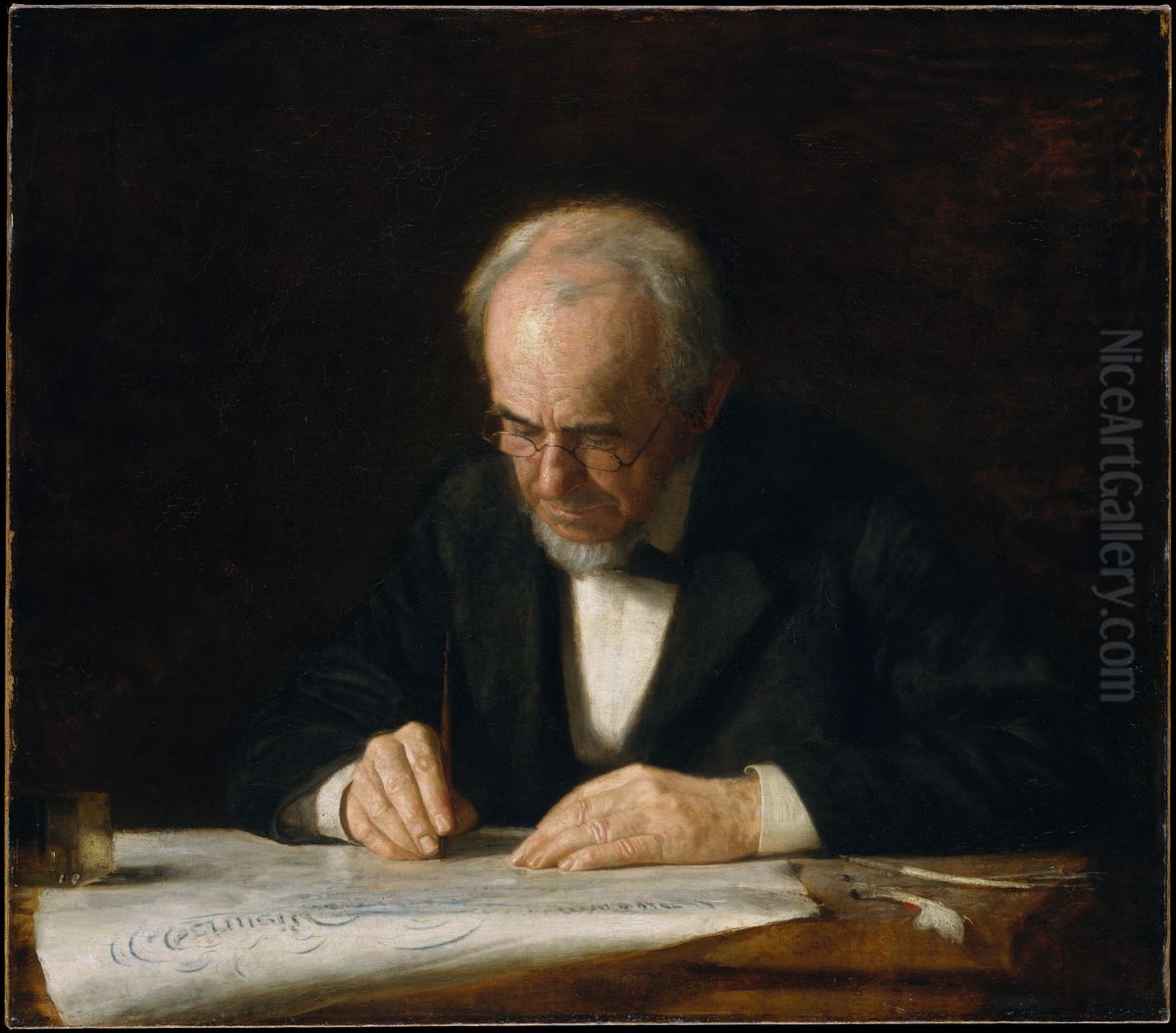 The Writing Master Oil Painting by Thomas Cowperthwait Eakins