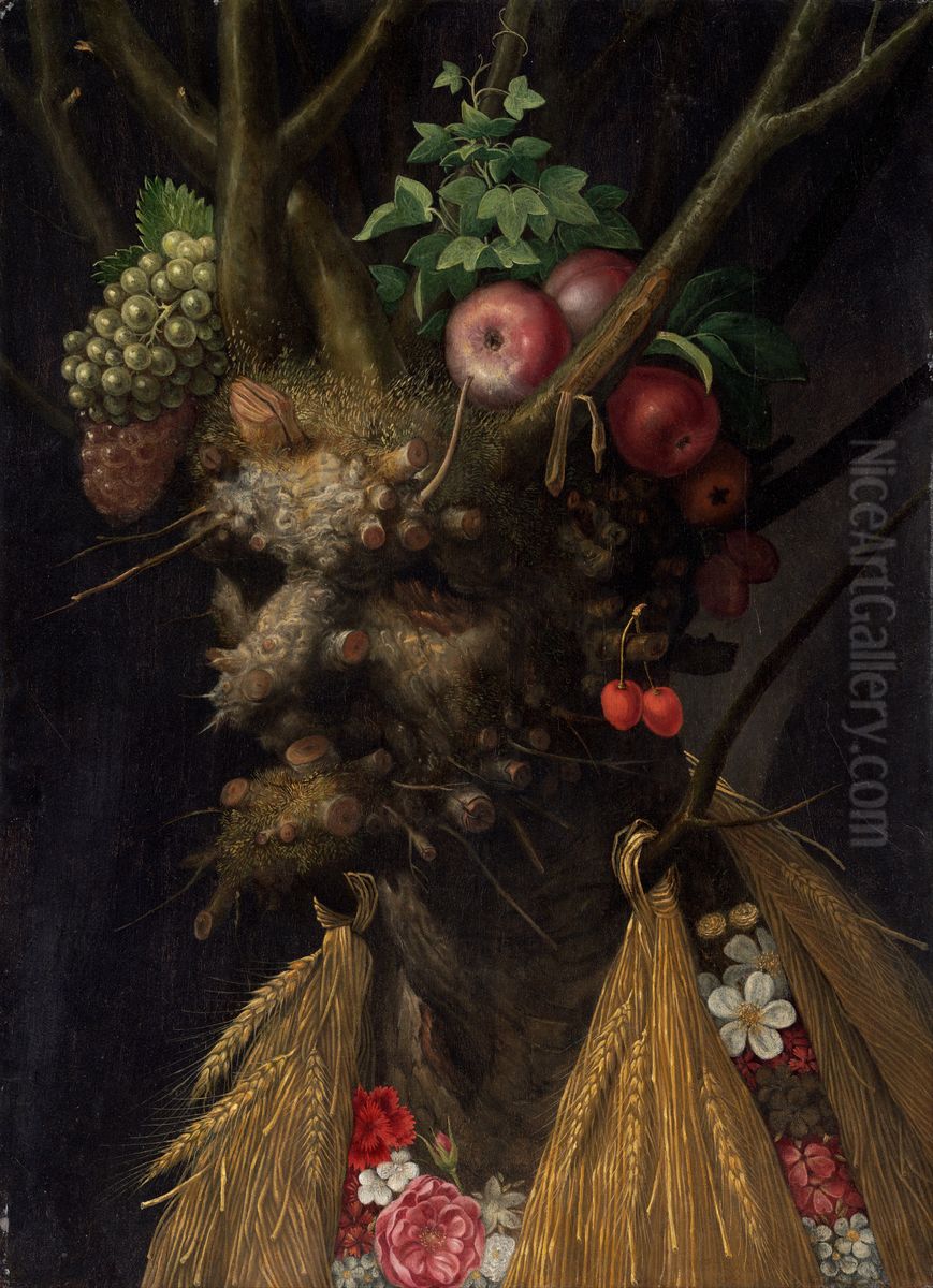 Four Seasons in One Head Oil Painting by Giuseppe Arcimboldo