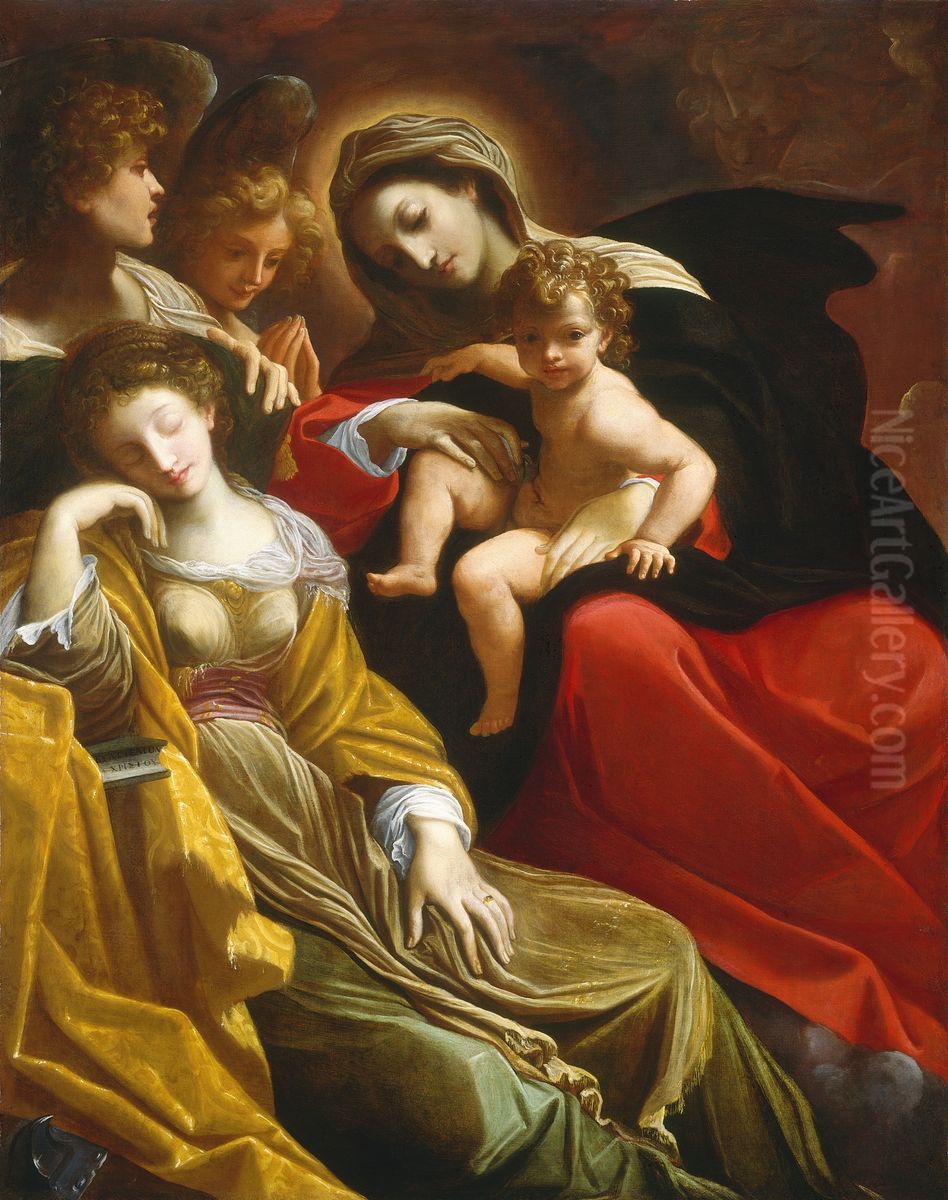 The Dream of Saint Catherine of Alexandria Oil Painting by Ludovico Carracci