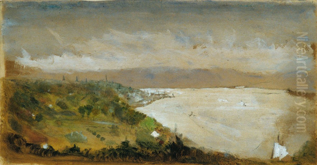 View of the Hudson River from the Catskills Oil Painting by Stanford White