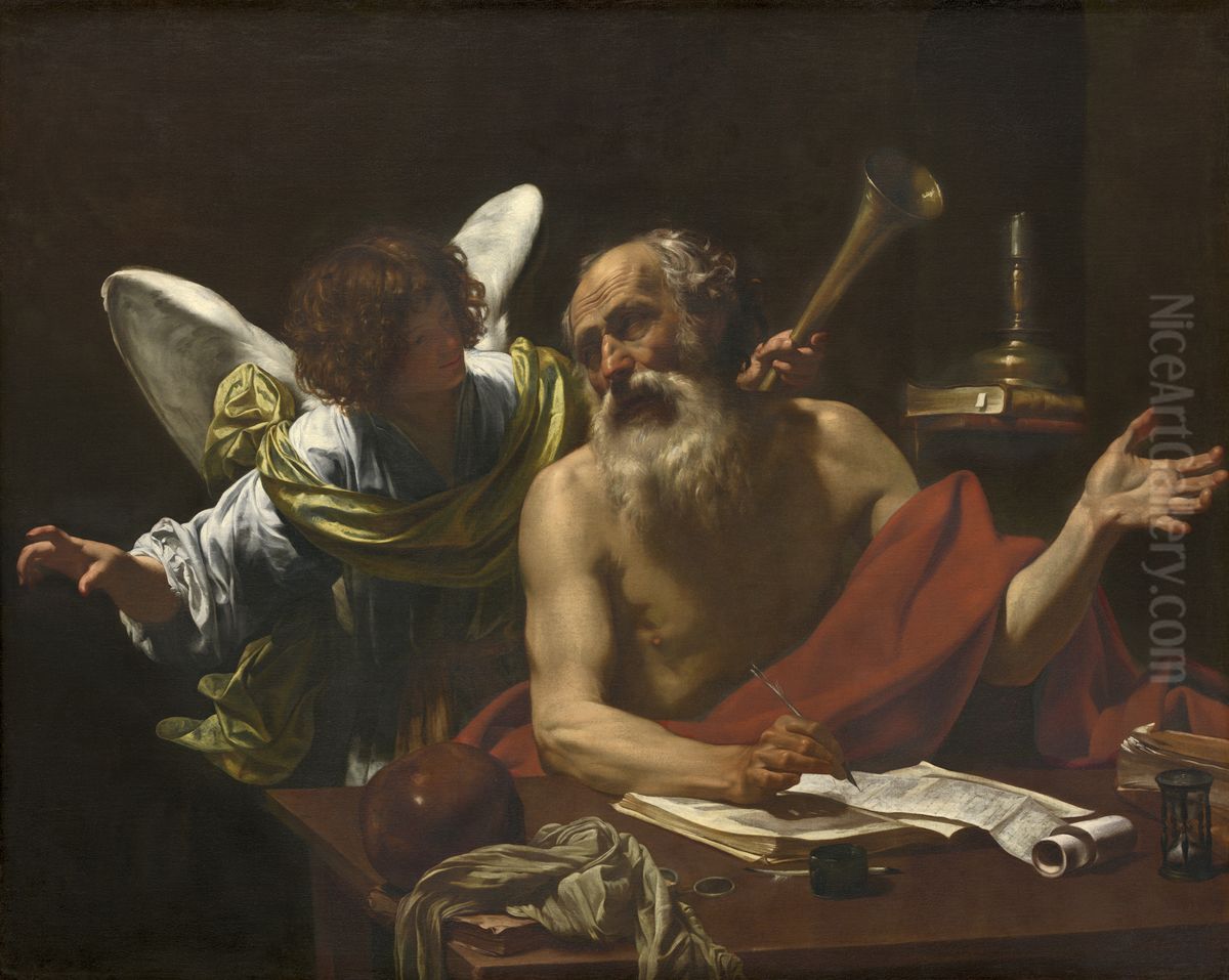 Saint Jerome and the Angel Oil Painting by Simon Vouet