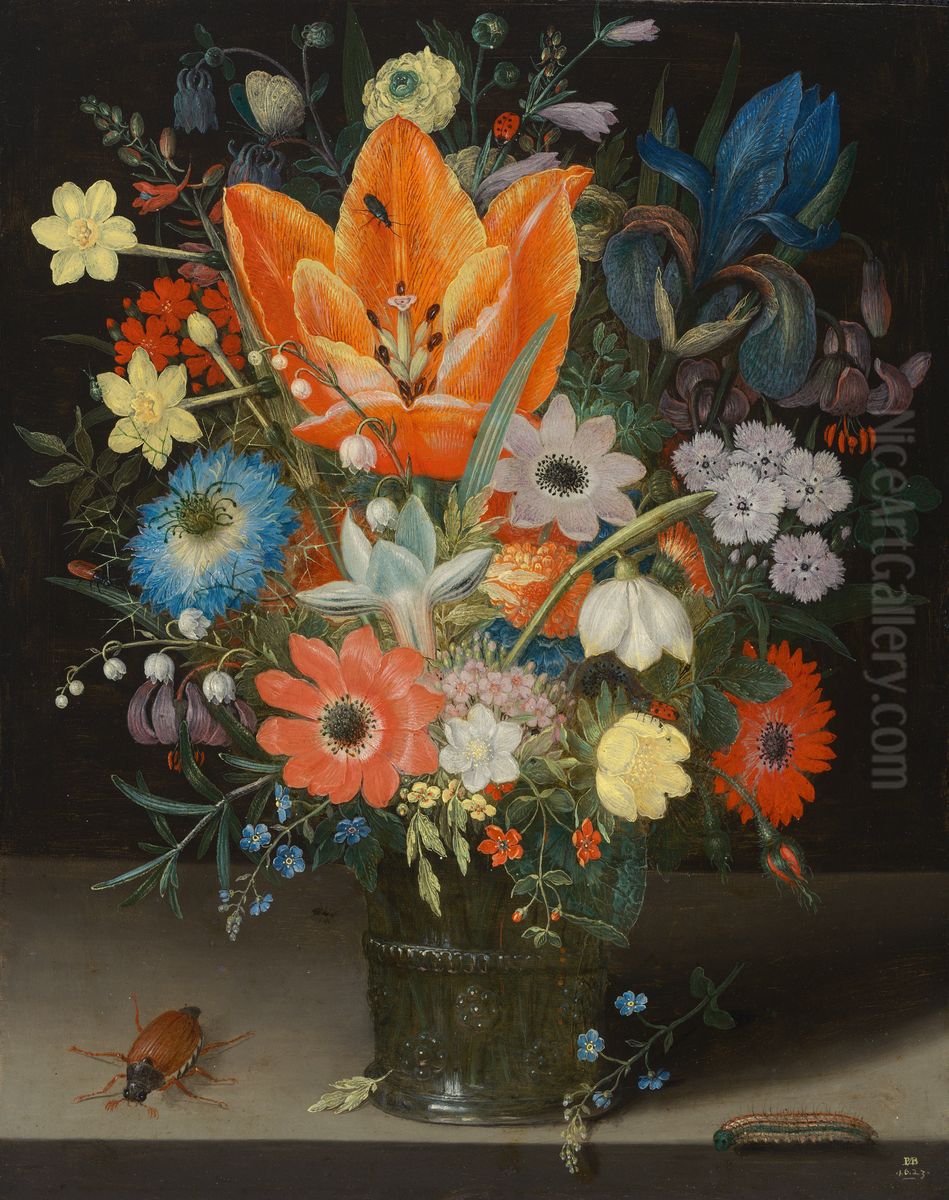 Still Life with Iris Oil Painting by Peter Paul Binoit