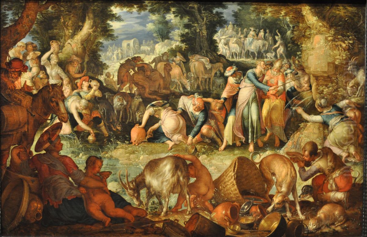 Moses Striking the Rock Oil Painting by Joachim Wtewael (Uytewael)