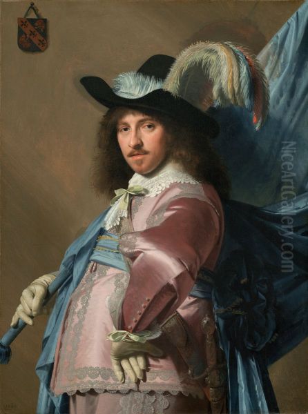 Andries Stilte as a Standard Bearer Oil Painting by Johannes Cornelisz Verspronck