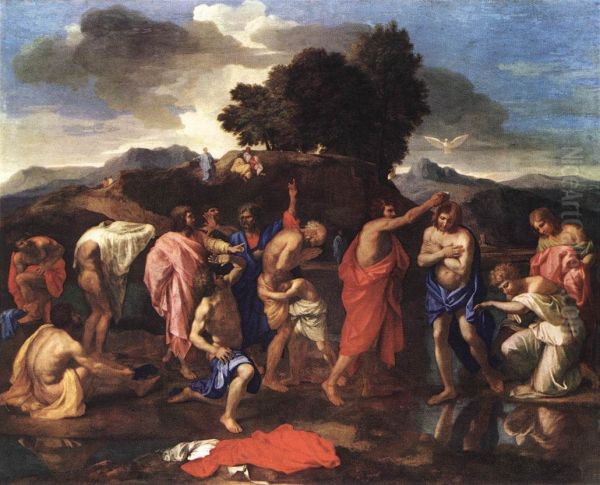 Baptism Oil Painting by Nicolas Poussin