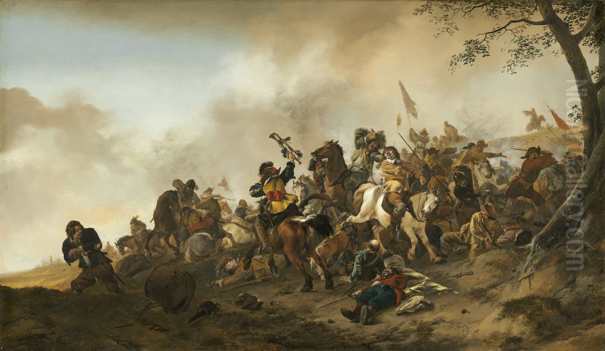 Battle Scene Oil Painting by Philips Wouwerman