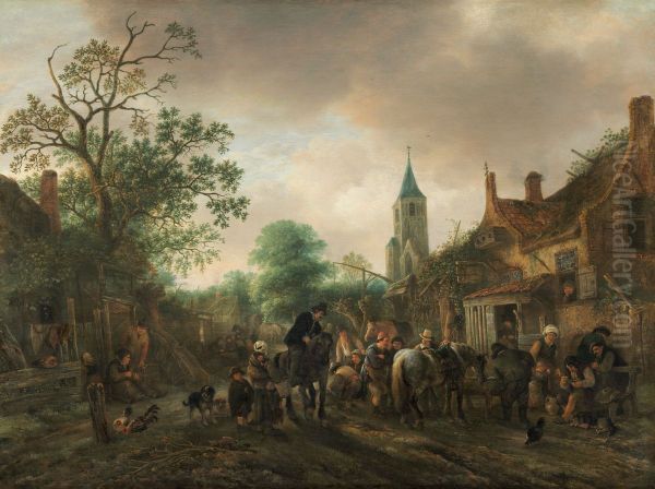 The Halt at the Inn Oil Painting by Isaac Van Ostade
