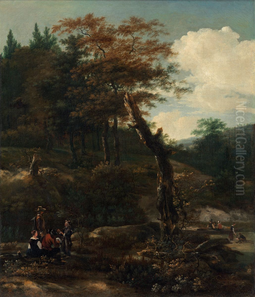 Wooded Landscape with Travelers Oil Painting by Adam Pynacker