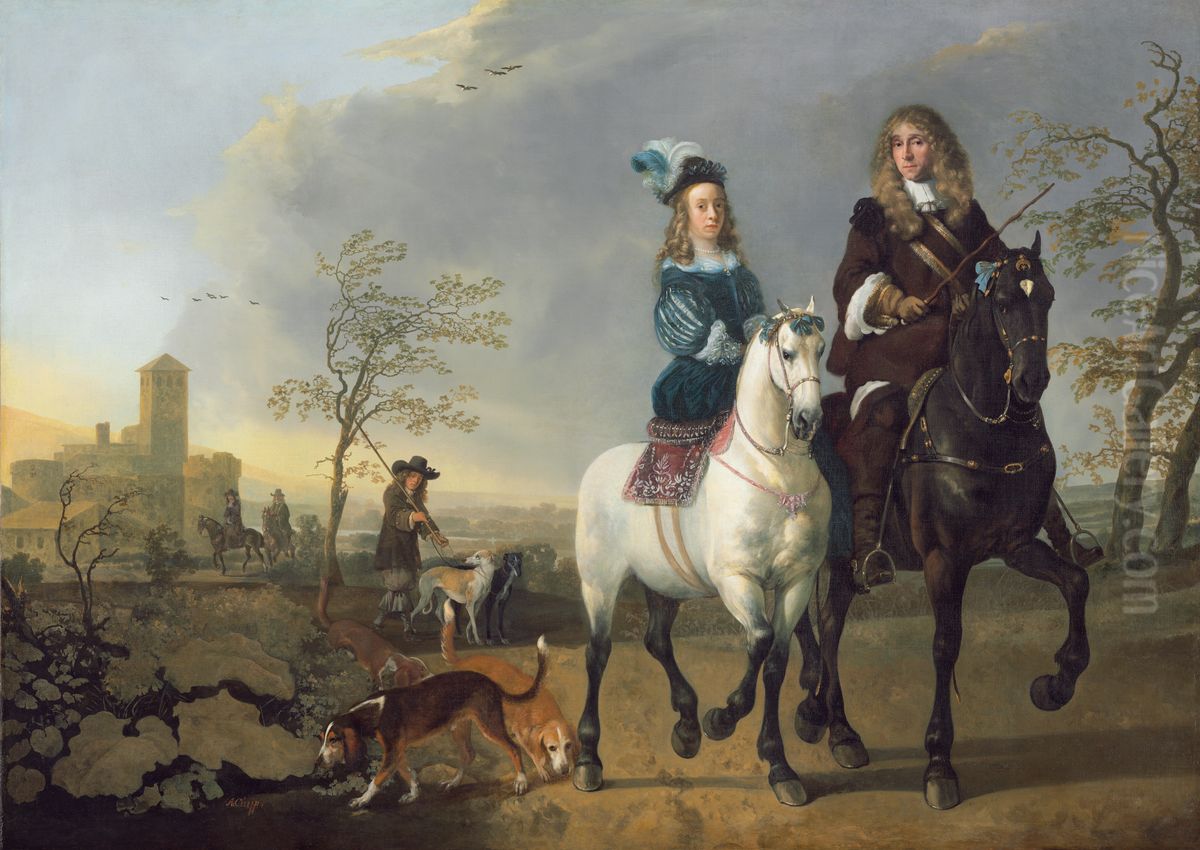 Lady and Gentleman on Horseback Oil Painting by Aelbert Cuyp