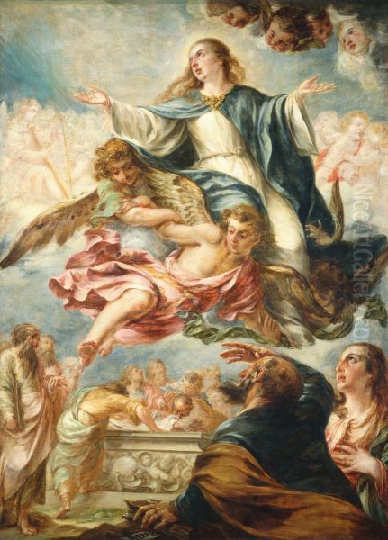 The Assumption of the Virgin Oil Painting by Juan De Valdes Leal