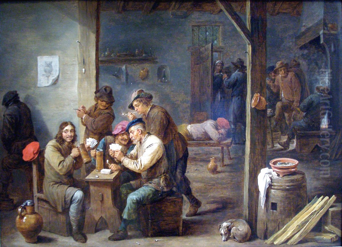 Tavern Scene Oil Painting by David Teniers the Younger