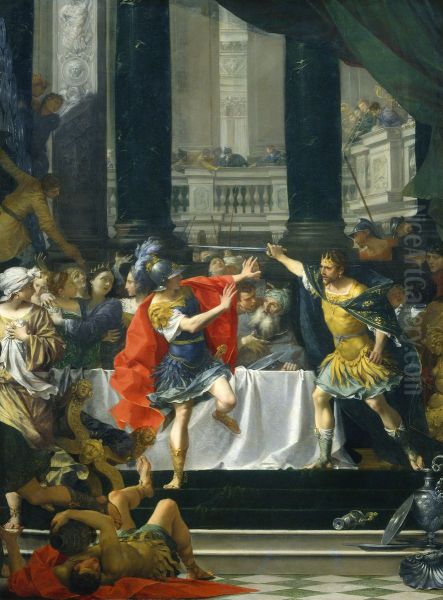 Alexander the Great Threatened by His Father Oil Painting by Donato Creti