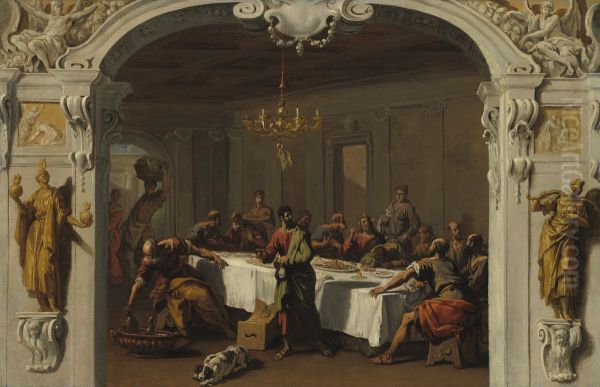 The Last Supper Oil Painting by Sebastiano Ricci