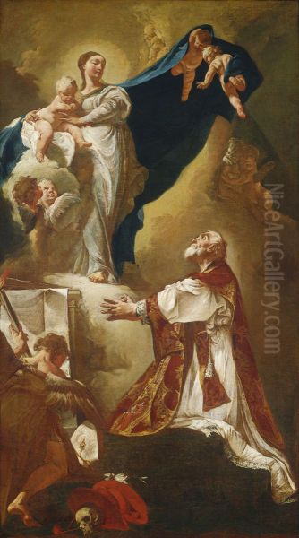 Madonna and Child Appearing to Saint Philip Neri Oil Painting by Giovanni Battista Piazzetta