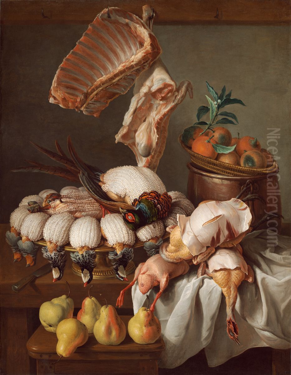 Still Life with Dressed Game, Meat, and Fruit Oil Painting by Alexandre-Francois Desportes