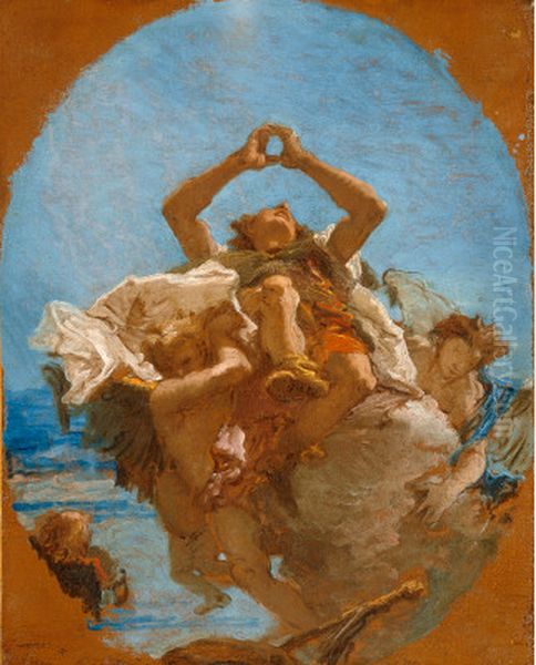 Saint Roch Carried to Heaven by Angels Oil Painting by Giovanni Battista Tiepolo