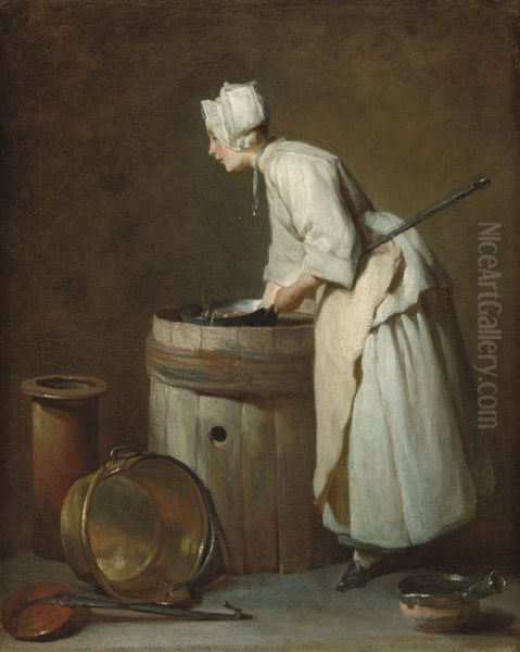 The Scullery Maid Oil Painting by Jean-Baptiste-Simeon Chardin