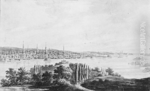 New York City and Harbor from Weehawken Oil Painting by Pavel Svinyin