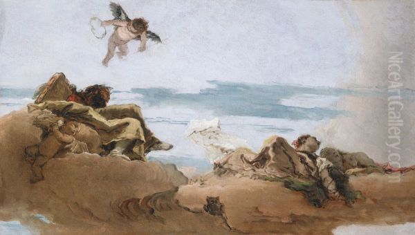 Study for a Ceiling with the Personification of Counsel Oil Painting by Giovanni Battista Tiepolo