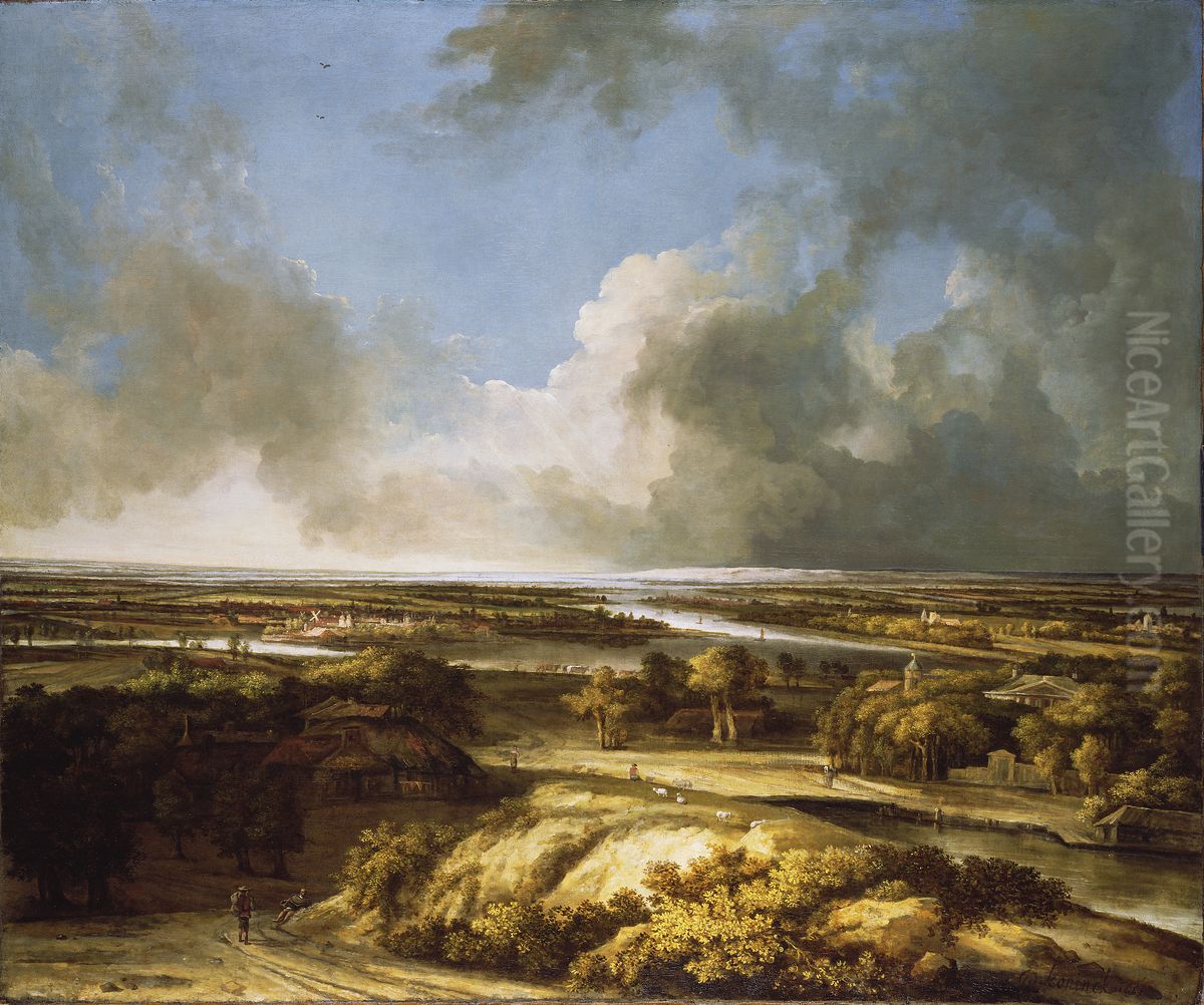 A Panoramic Landscape Oil Painting by Philips Koninck A Panoramic Landscape Oil Painting by Philips Koninck