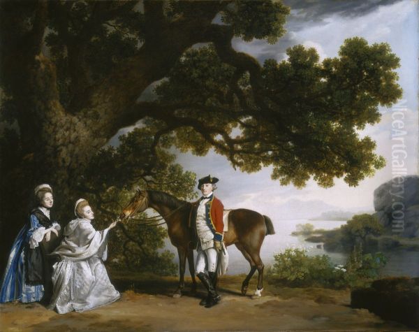 Captain Samuel Sharpe Pocklington with His Wife, Pleasance, and possibly His Sister, Frances Oil Painting by George Stubbs