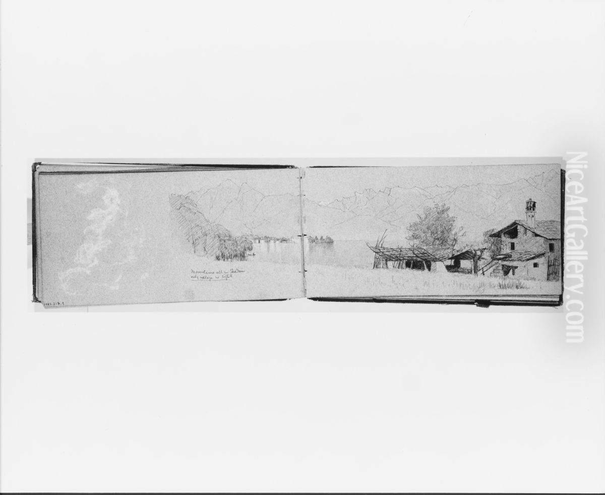 Cloud Study; Lake [Maggiore?] and Village (verso, from sketchbook) Oil Painting by Jervis McEntee