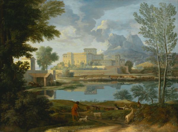 Landscape with a Calm Oil Painting by Nicolas Poussin