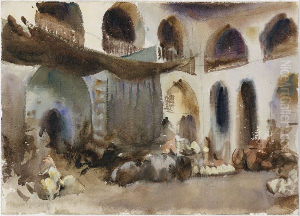 Market Place Oil Painting by John Singer Sargent