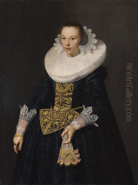 Portrait of a Young Woman Oil Painting by Nicolaes Eliaszoon Pickenoy