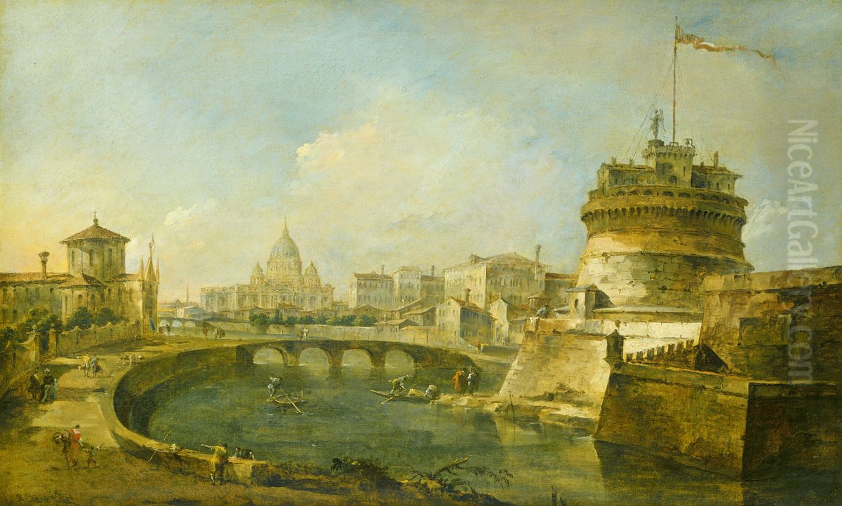 Fanciful View of the Castel Sant'Angelo, Rome Oil Painting by Francesco Guardi
