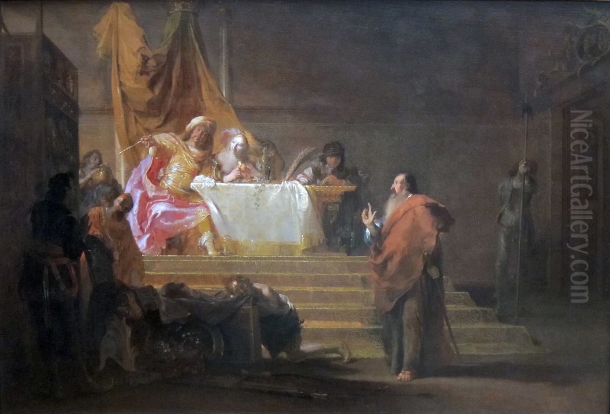 Solon before Croesus Oil Painting by Nikolaus Knupfer