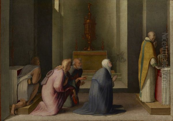 The Miraculous Communion of Saint Catherine of Siena Oil Painting by Domenico Beccafumi