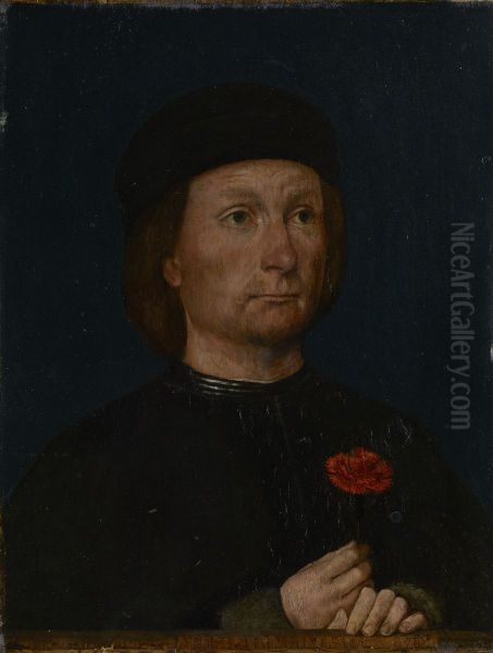Portrait of a man with a pink Oil Painting by Michael Sittow