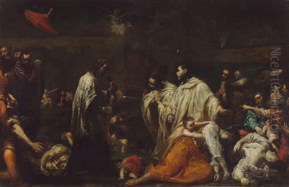 Bernard Tolomei and the Plague in Siena Oil Painting by Giuseppe Maria Crespi