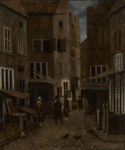 Street Scene Oil Painting by Jacob Vrel