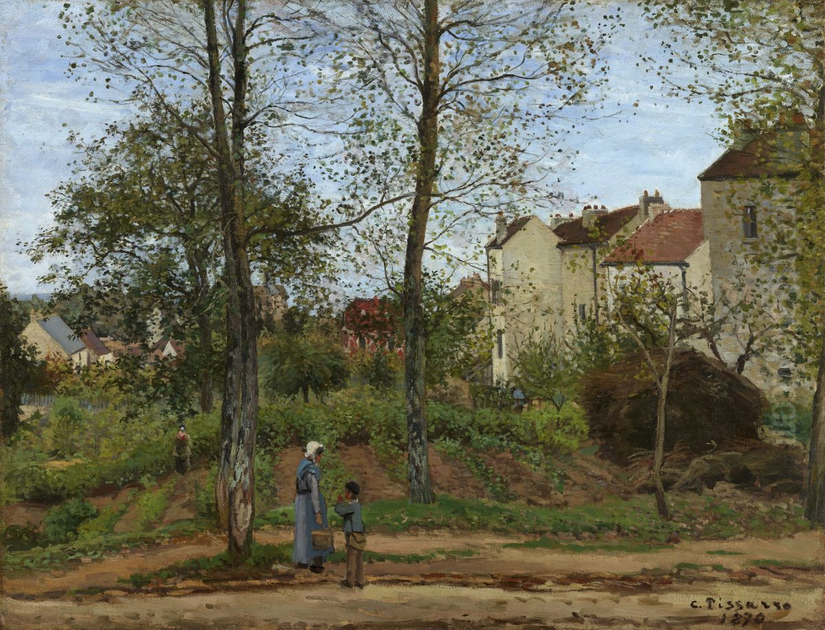 Houses at Bougival (Autumn) Oil Painting by Camille Pissarro