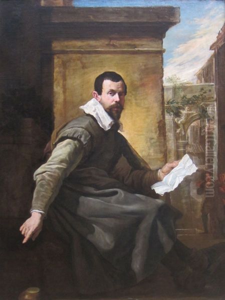 Portrait of a Man with a Sheet of Music Oil Painting by Domenico Fetti