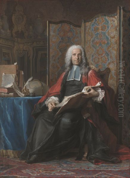 Portrait of Gabriel Bernard de Rieux Oil Painting by Maurice Quentin de La Tour
