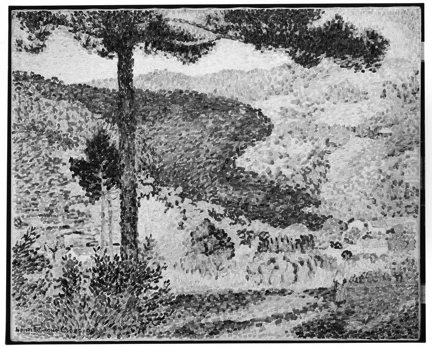 Valley with Fir (Shade on the Mountain) Oil Painting by Henri-Edmond Cross