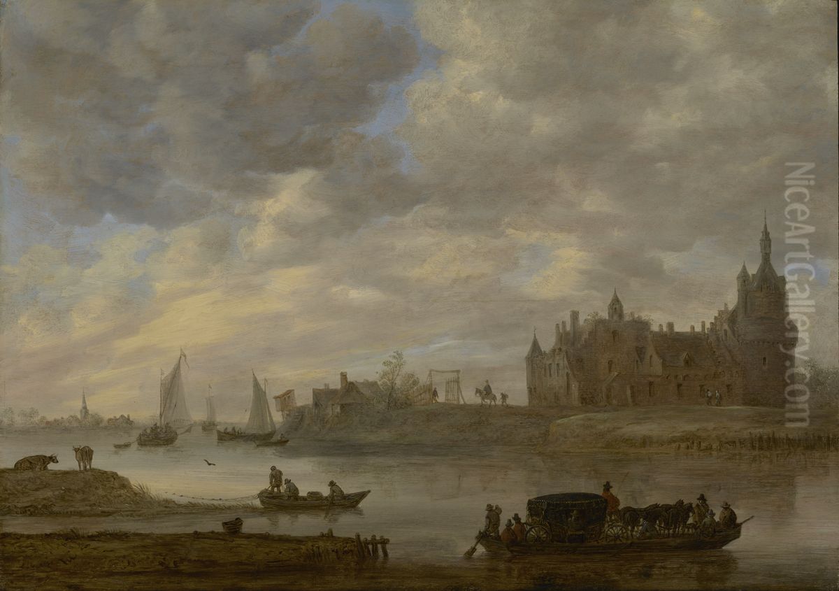 View of Duurstede Castle at Wijk bij Duurstede Oil Painting by Jan van Goyen