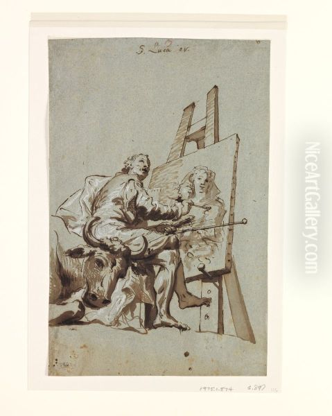 Saint Luke Painting the Virgin Oil Painting by Georg Anton Urlaub