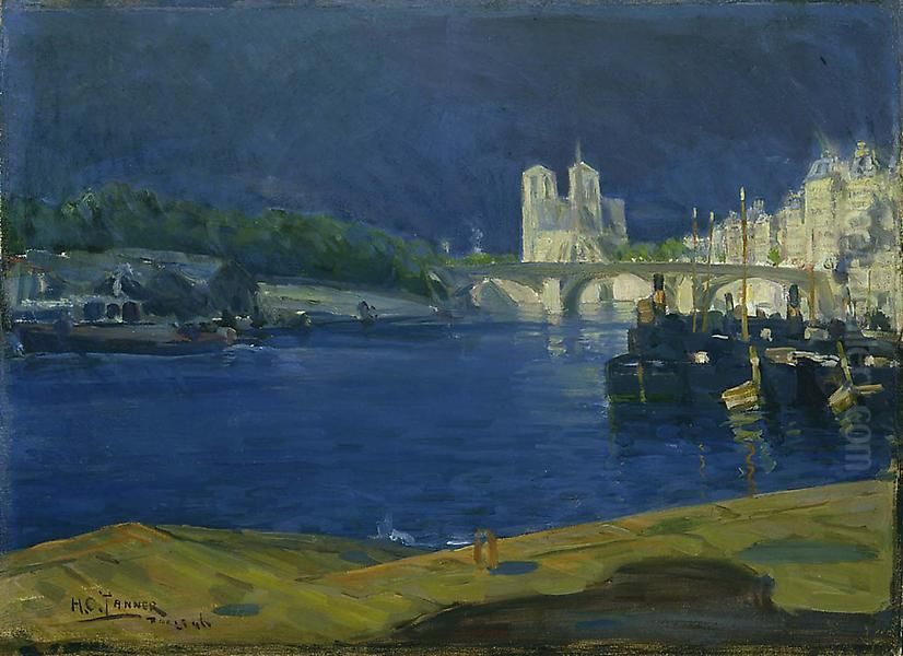 View of the Seine, looking toward Notre Dame Oil Painting by Henry Ossawa Tanner