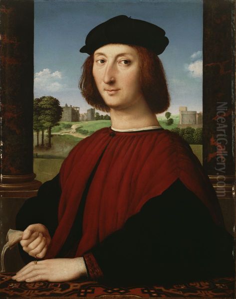 Portrait of a Young Man in Red Oil Painting by Raphael