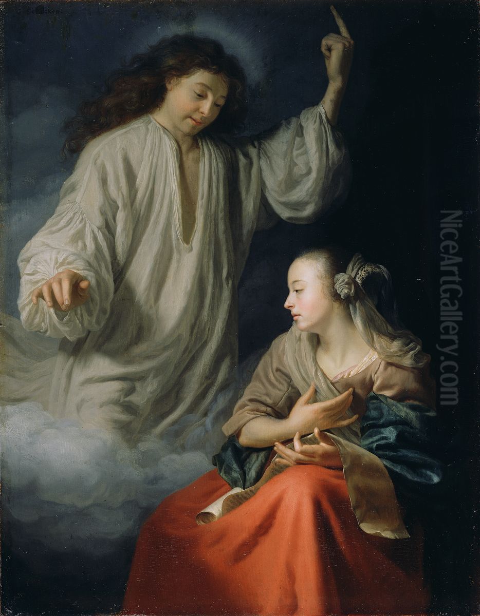 The Annunciation Oil Painting by Godfried Schalcken