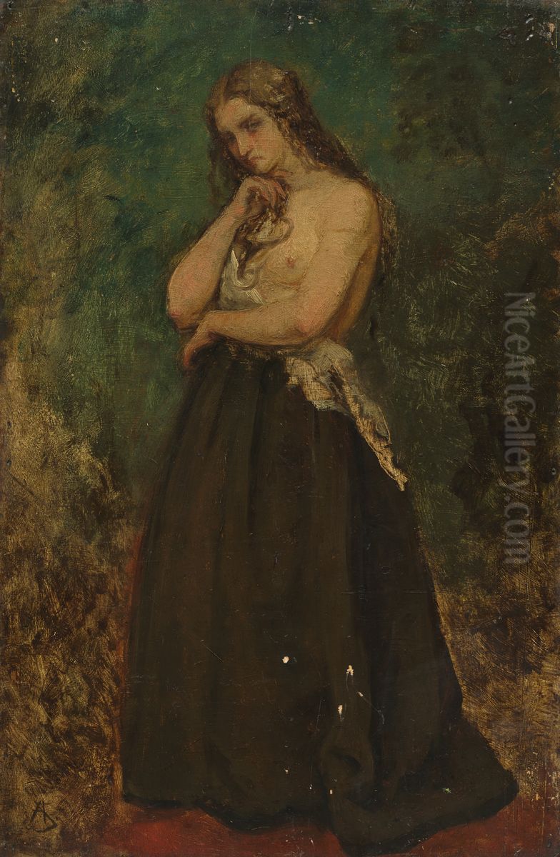 Study of a Model Oil Painting by Alfred Stevens