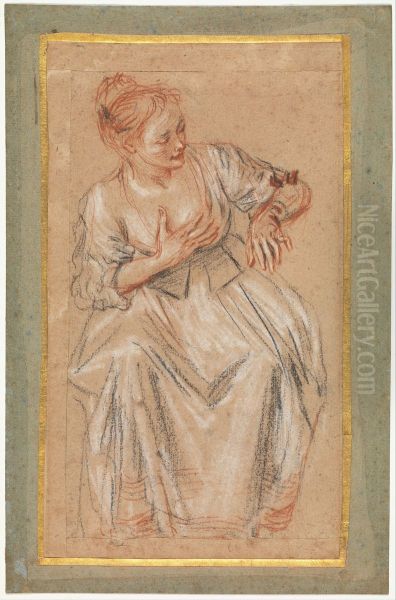Seated Woman Oil Painting by Jean-Antoine Watteau