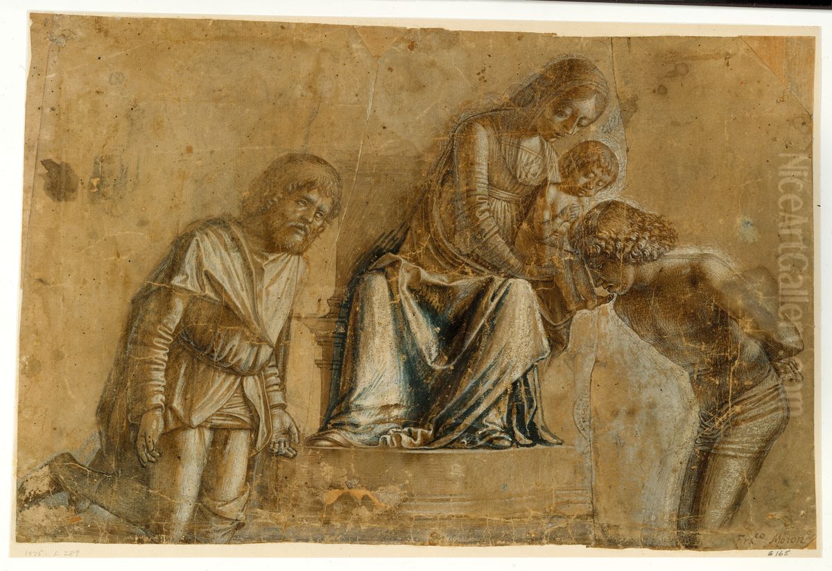 Madonna and Child with Saints Roch and Sebastian Oil Painting by Michele Da Verona