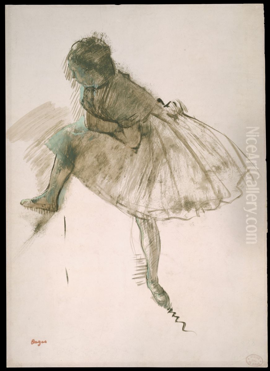 Study of a Ballet Dancer (recto); Two Studies of Dancers (verso) Oil Painting by Edgar Degas